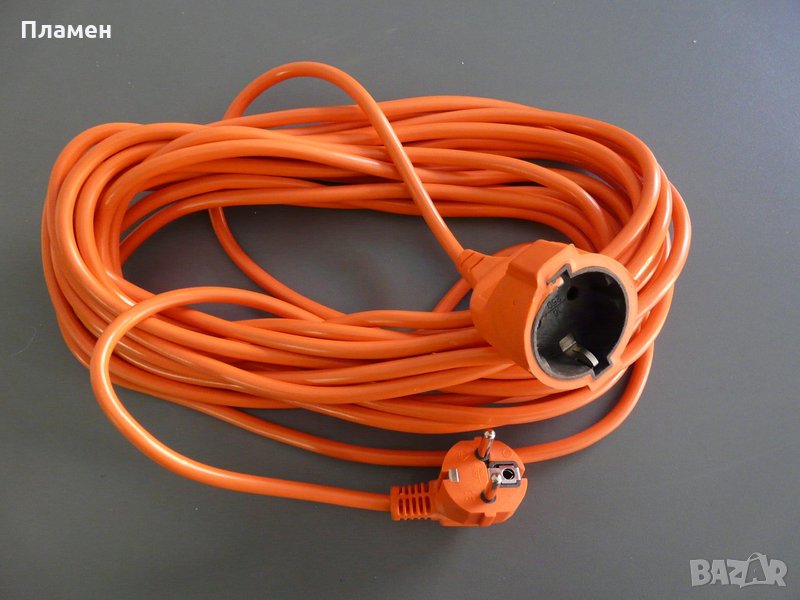 Удължителен кабел, разклонител, за тримери, косачки за трева, верижни триони и други 20 м. Оранжев !, снимка 1