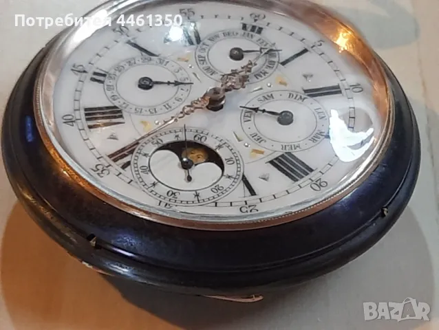 Старинен Швейцарски джобен часовник Лунна фаза- Голиат, снимка 9 - Антикварни и старинни предмети - 50139543