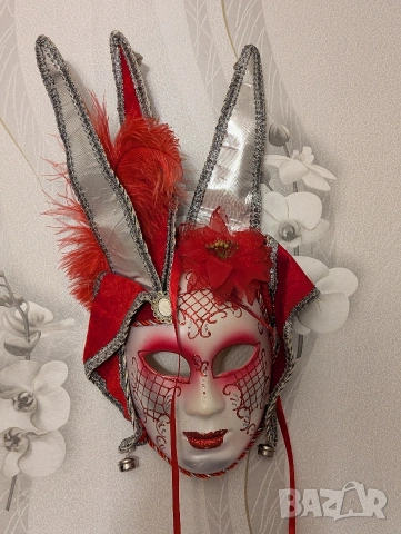 Венецианска маска, / декорация- лице с червена глава на шут, снимка 4 - Други - 53385447