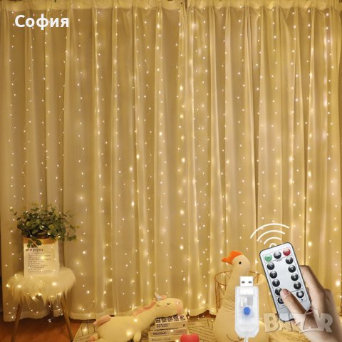 Коледни лампички завеса с 300Led лампи, снимка 1 - Декорация за дома - 43367288
