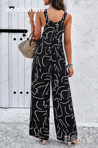 Дамски гащеризон с елегантен абстрактен принт, 4цвята, снимка 5 - Гащеризони - 43992265