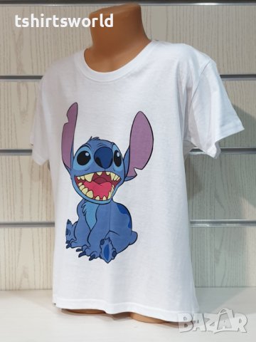 Нова бяла детска тениска с дигитален печат Стич (Stitch), снимка 8 - Детски тениски и потници - 38168198
