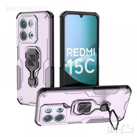 WANLONFENG Удароустойчив кълъф с Протектор за Xiaomi Redmi 15C 5G / 4G / Poco C85 4G - Черен, Син, С, снимка 3 - Калъфи, кейсове - 52072126