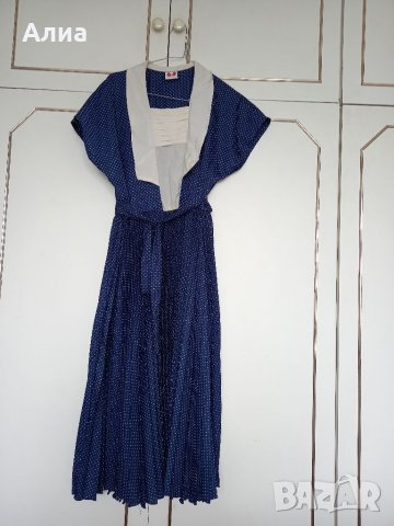 Рокля от естествена коприна в цвят морско синьо, снимка 4 - Рокли - 32800969