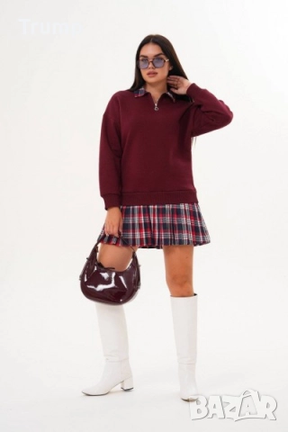 Рокля - туника , градски шик, мека и топла  каре, снимка 3 - Рокли - 51840611