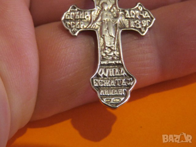 сребърен православен сребърен кръст разпятие с Исус Христос на гърба Архангел Михайл кръщене, снимка 7 - Колиета, медальони, синджири - 37536869