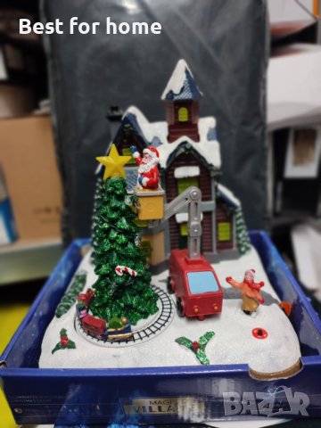 Коледна вълшебна сцена - Дядо Коледа-Светеща и музикална, снимка 2 - Декорация за дома - 43265943
