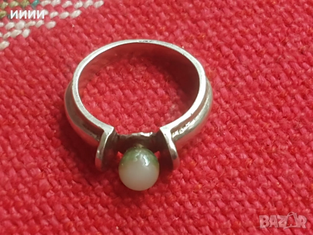 Сребърен пръстен с перла, снимка 2 - Пръстени - 53244010