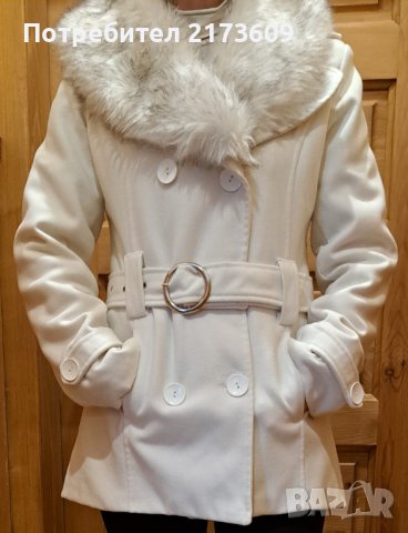 бяло дамско палто, снимка 1 - Палта, манта - 43682422