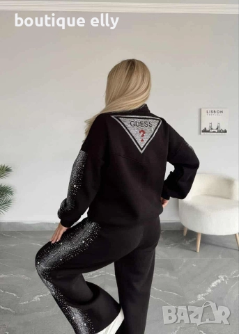 ватиран дамски екип в черно и бежово, снимка 6 - Комплекти - 52814633