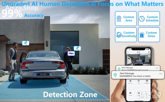 Безжичен Smart видеозвънец , звънец с камера Безжична видеокамера за врата UCOCARE , снимка 13 - Други - 51220661
