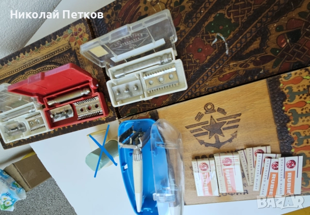 3 броя дървени кутии, самобръсначки и ножчета за бръснене, снимка 3 - Сувенири от дърво - 51440202