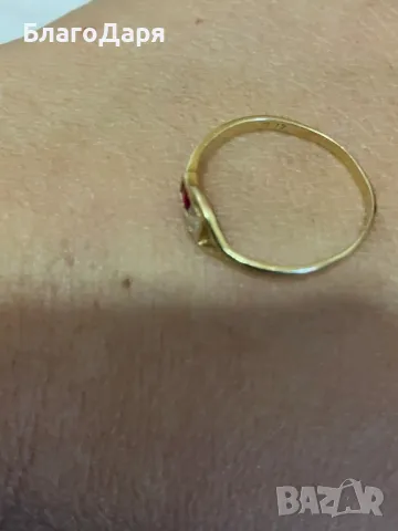 златен пръстен с рубин, снимка 4 - Пръстени - 47873416