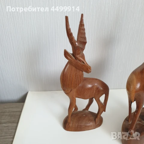 Стари дървени фигури на елени, снимка 4 - Колекции - 51237808