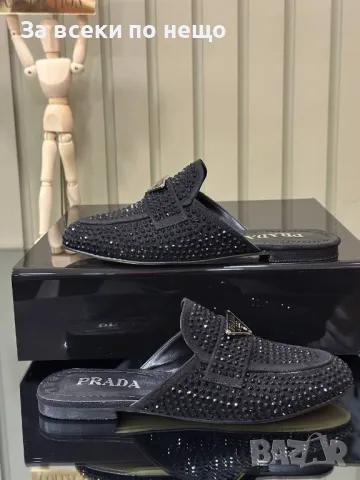 Prada Дамски Затворени Чехли С Кристали Прада - 2 Налични Цвята Код E263, снимка 4 - Чехли - 50413072