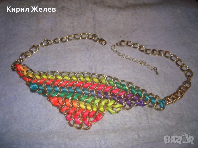 ЗЛАТИСТО ВИНТИДЖ АРТ УКРАШЕНИЕ ОГЪРЛИЦА РЪЧНА ПЛЕТКА 27868, снимка 2 - Колиета, медальони, синджири - 37097150