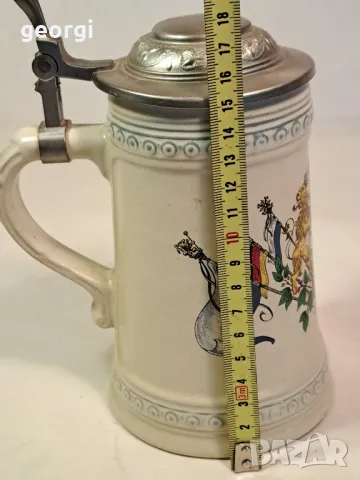 немска порцеланова халба WMF с калаен похлупак 24/4, снимка 9 - Антикварни и старинни предмети - 49525135