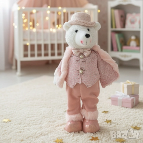 Плюшено мече с празничен тоалет – стилна декорация за дом, офис и подарък, снимка 2 - Други стоки за дома - 52134250