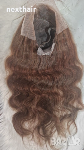 Естествена чуплива перука от 100% бразилска коса, дължина 70-75 см, дантелена зона 13х6, снимка 8 - Аксесоари за коса - 53176345