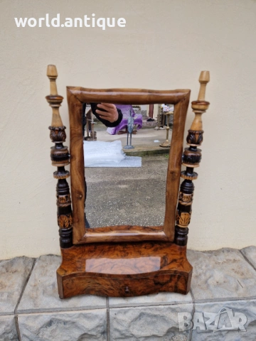 Прекрасна антикварна холандска конзола с огледало масив интарзия дърворезба , снимка 3 - Антикварни и старинни предмети - 53211333