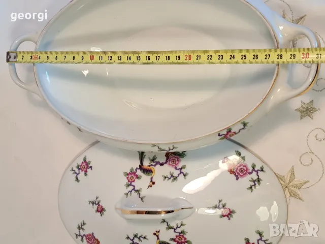 френски супник терин с рози и райски птици Limoges   8/2, снимка 5 - Сервизи - 49968912