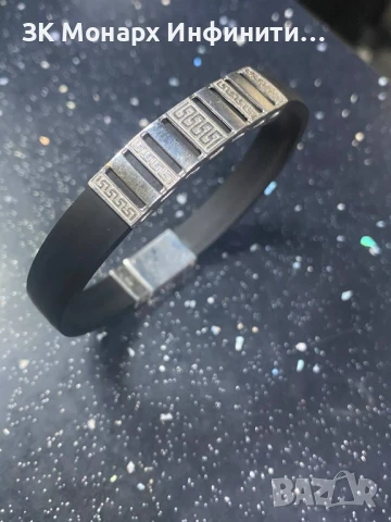 Сребърна силиконова гривна