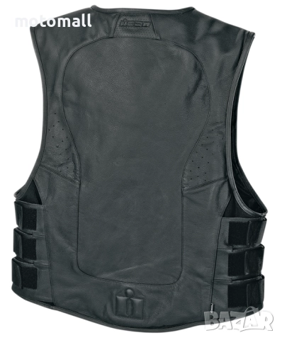 Кожен мото елек ICON VEST RED D3O мото чопър, снимка 3 - Аксесоари и консумативи - 52986328