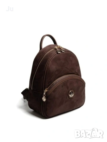 Шоколадова кафяв велур раница SilverPolo лека и удобна Нова!! с етикет!! 