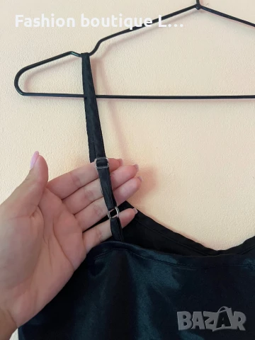 Сатенена черна нощница тип рокля с регулиращи се презрамки 🖤, снимка 5 - Рокли - 51354929