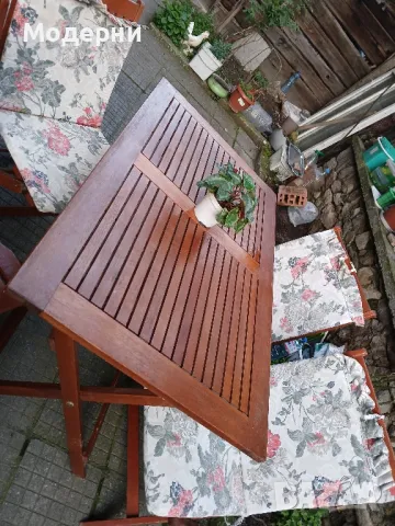 Дървена маса и 4 стола , снимка 5 - Градински мебели, декорация  - 49934812