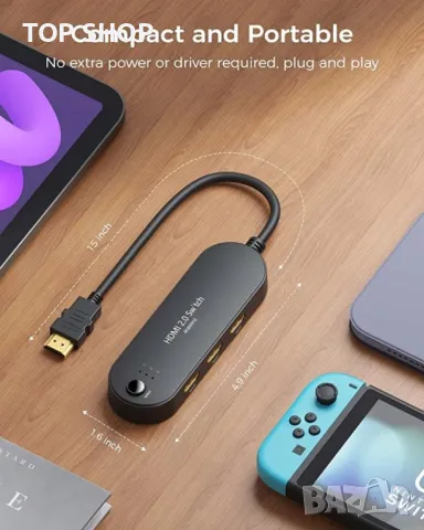 HDMI превключвател 4K@60Hz【Надграден】3 в 1 изходен HDMI сплитер, снимка 2 - Друга електроника - 48791951