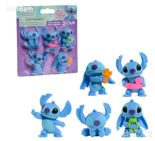 Оригинален комплект 5 мини фигурки Stitch / Стич / Disney