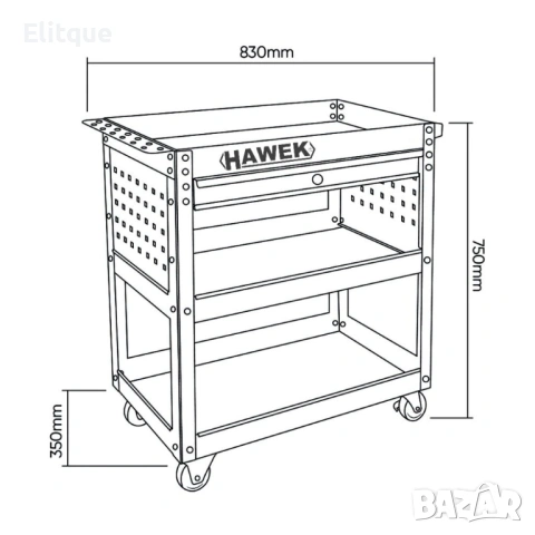 Инструментална количка HAWEK с 3 рафта и 1 чекмедже, HW-1191, снимка 5 - Други стоки за дома - 53127794