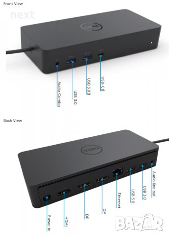 Докинг станция Dell Universal Dock D6000S USB 3.1 / 3.0 +130W +Гаранция, снимка 1 - Лаптоп аксесоари - 39376309