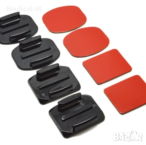 Самозалепваща плоска и извита стойка за GoPro Hero 13, 12, 11, 10, 9, 8, Insta360, SJCAM, A