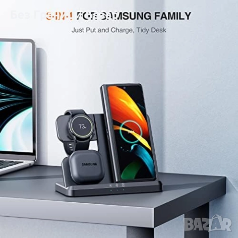 Ново Samsung 3 in 1 зарядно: телефон, часовник, слушалки + USB кабел, снимка 7 - Друга електроника - 51500111