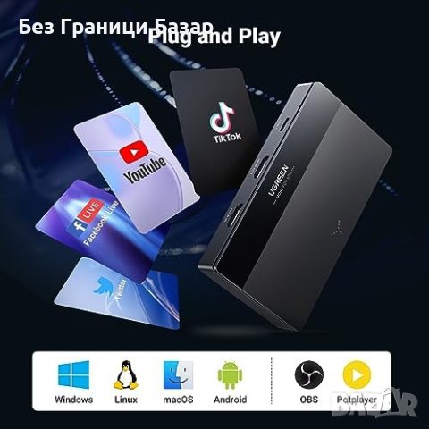 Нова Видео Карта UGREEN 1080P 60Hz HDMI USB C за Стрийминг Гейминг, снимка 5 - Друга електроника - 43984620