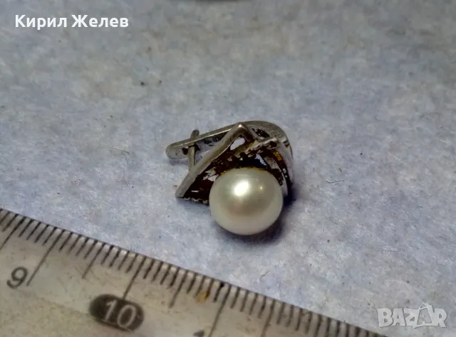 ШАРМАНТНА АНГЛИЙСКА ПЕРЛЕНА СРЕБЪРНА ОБЕЦА СРЕБРО 925 с БЯЛА ЕСТЕСТВЕНА ПЕРЛА / БИСЕР 48247, снимка 6 - Обеци - 49732850