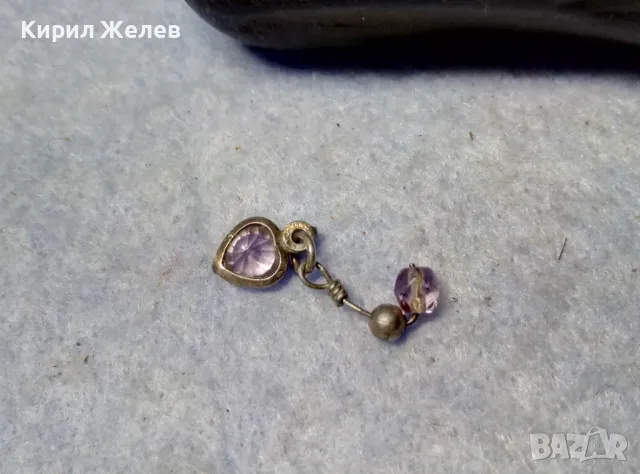 СТАРИННО СКЪПОЦЕННО СРЕБЪРНО УРКАШЕНИЕ ВИСУЛКА РЪЧНА ИЗРАБОТКА с ФАСЕТИРАН АМЕТИСТ 49288, снимка 4 - Антикварни и старинни предмети - 49522598