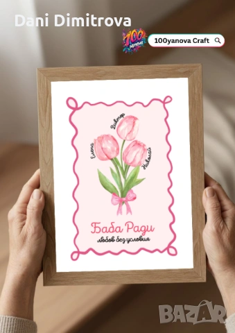 Подарък за БАБА - колаж със снимки, имена, персонализарна рамка колаж, снимка 3 - Картини - 53477825