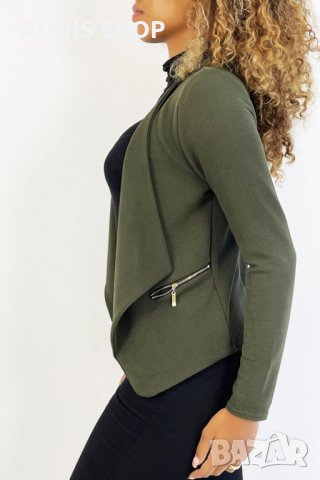 Дамско сако (блейзър) с ревер и джобове с цип, 2цвята - 024, снимка 5 - Сака - 43597752