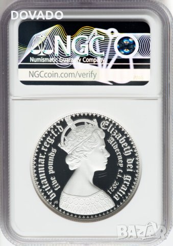 2022 Gothic Crown Victoria - Alderney - 2oz £5 - NGC PF70 - Сребърна Монета - от Great Engravers, снимка 2 - Нумизматика и бонистика - 43723952