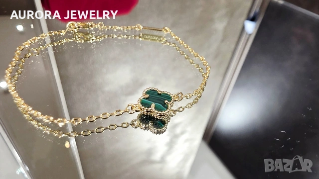 Van Cleef & Arpels VCA 1 Motif Green Malachite Sweet Alhambra Дамска Гривна
