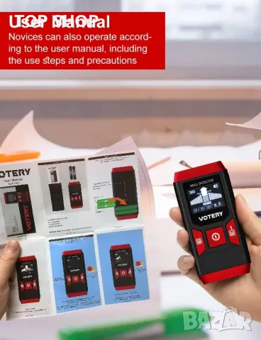 Стенен скенер Votery Stud Finder SF02- кабели, метал, тръби, дърво, снимка 6 - Гедорета - 48925023