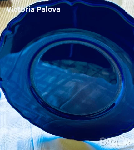 Големи стъклени кобалтови чинии- плата ESTE C.E. Италия, снимка 5 - Антикварни и старинни предмети - 51424239