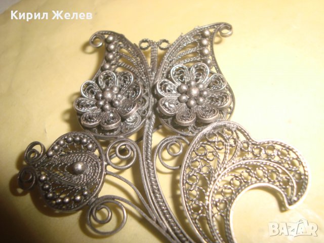 ИЗУМИТЕЛНО КРАСИВА ФИЛИГРАННА СРЕБЪРНА БРОШКА 19 ВЕК ВИСОКА ПРОБА СРЕБРО РЪЧНА РАБОТА БИЖУ 22626, снимка 11 - Антикварни и старинни предмети - 33045225