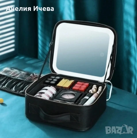 Голяма козметична чанта с LED огледало, снимка 2 - Чанти - 50852225