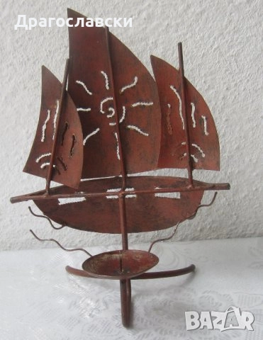 Морска декорация: стойка за бутилка, лодка стар кръстоносен кораб яхта платна макет дърво, снимка 7 - Други ценни предмети - 28872455