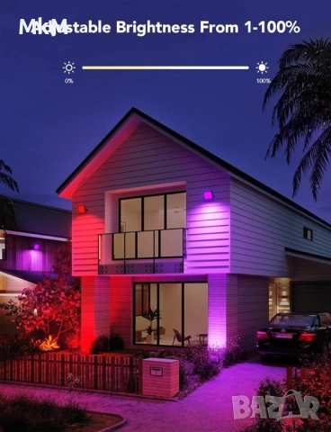 WiFi RGBICWW LED Външни Прожектори Govee Flood Lights - 46р Комплект, снимка 6 - Външни лампи - 52368564