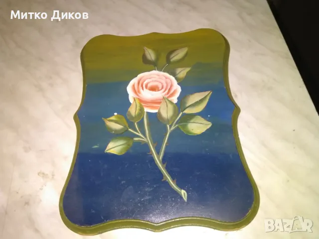 Дървена скулптура картина роза 290х225мм ръчно рисувана, снимка 2 - Декорация за дома - 50168664